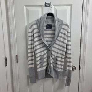 American Eagle Outfitters Light Gray and Cream Cardigan
